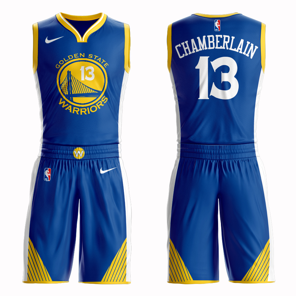 Men 2019 NBA Nike Golden State Warriors #13 Chamberlain blue Customized jersey